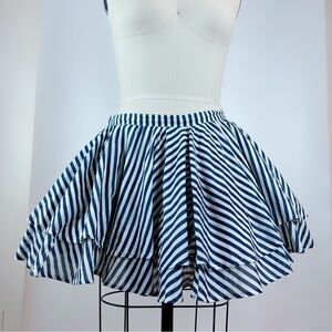 Delias Stripped Double Layered Full Flare Mini Skirt Size L